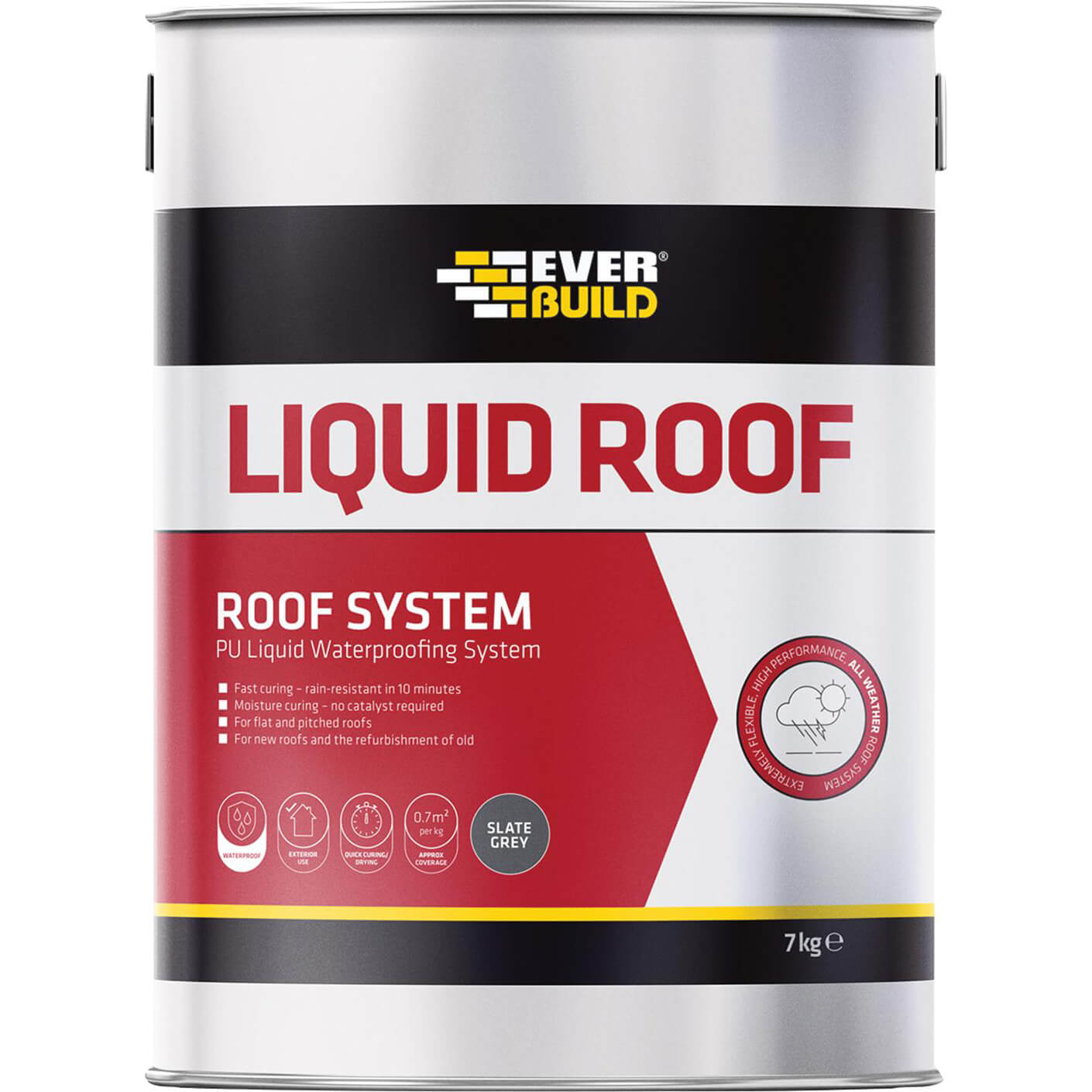 Image of Everbuild Aquaseal Liquid Roof Slate Grey 7kg