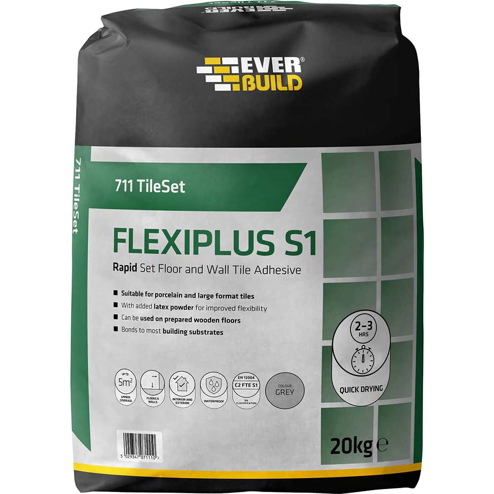 Image of Everbuild Rapid Set Flexiplus Tile Adhesive 20kg