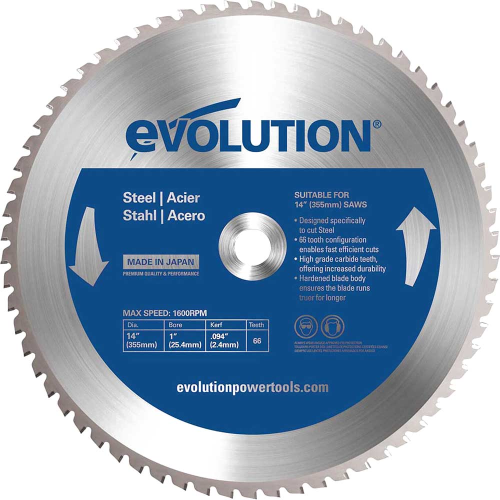 Photo of Evolution Mild Steel Cutting Saw Blade 355mm 66t 25.4mm