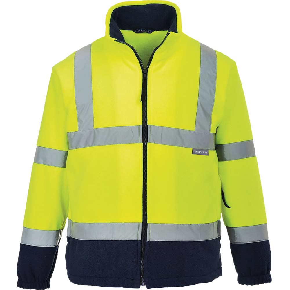 Image of Portwest 2 Tone Hi Vis Fleece Jacket Yellow / Navy 5XL