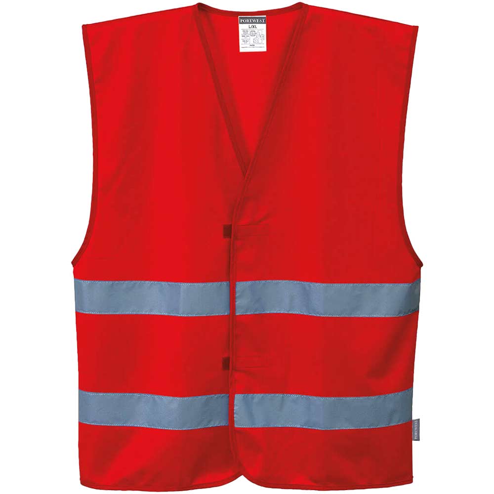 Image of Portwest Iona 2 Band Reflective Safety Vest Red S / M