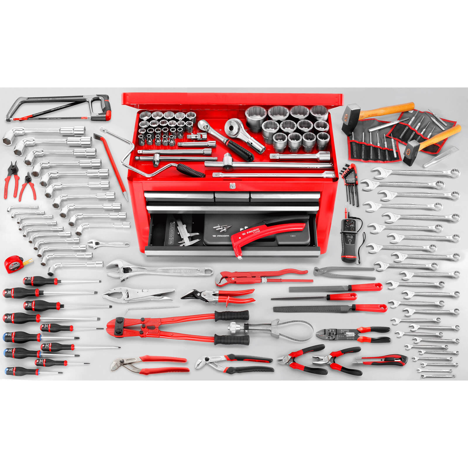 Image of Facom 5 Drawer Tool Chest + 160 Piece Tool Kit Red