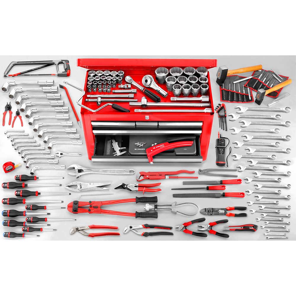 Photo of Facom 5 Drawer Tool Chest + 160 Piece Tool Kit Red