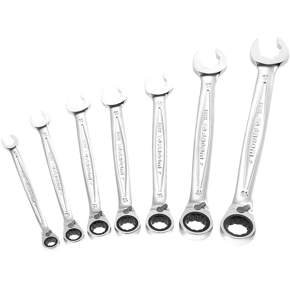Photo of Facom 467r 7 Piece Ratchet Combination Spanner Set