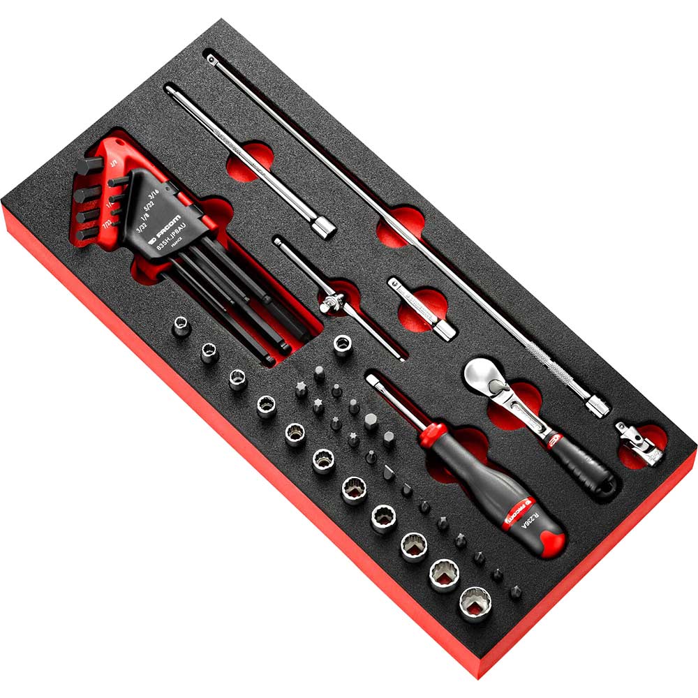 45 Piece 1/4" Drive Locking Socket, Hexagon Key, Screwdriver and