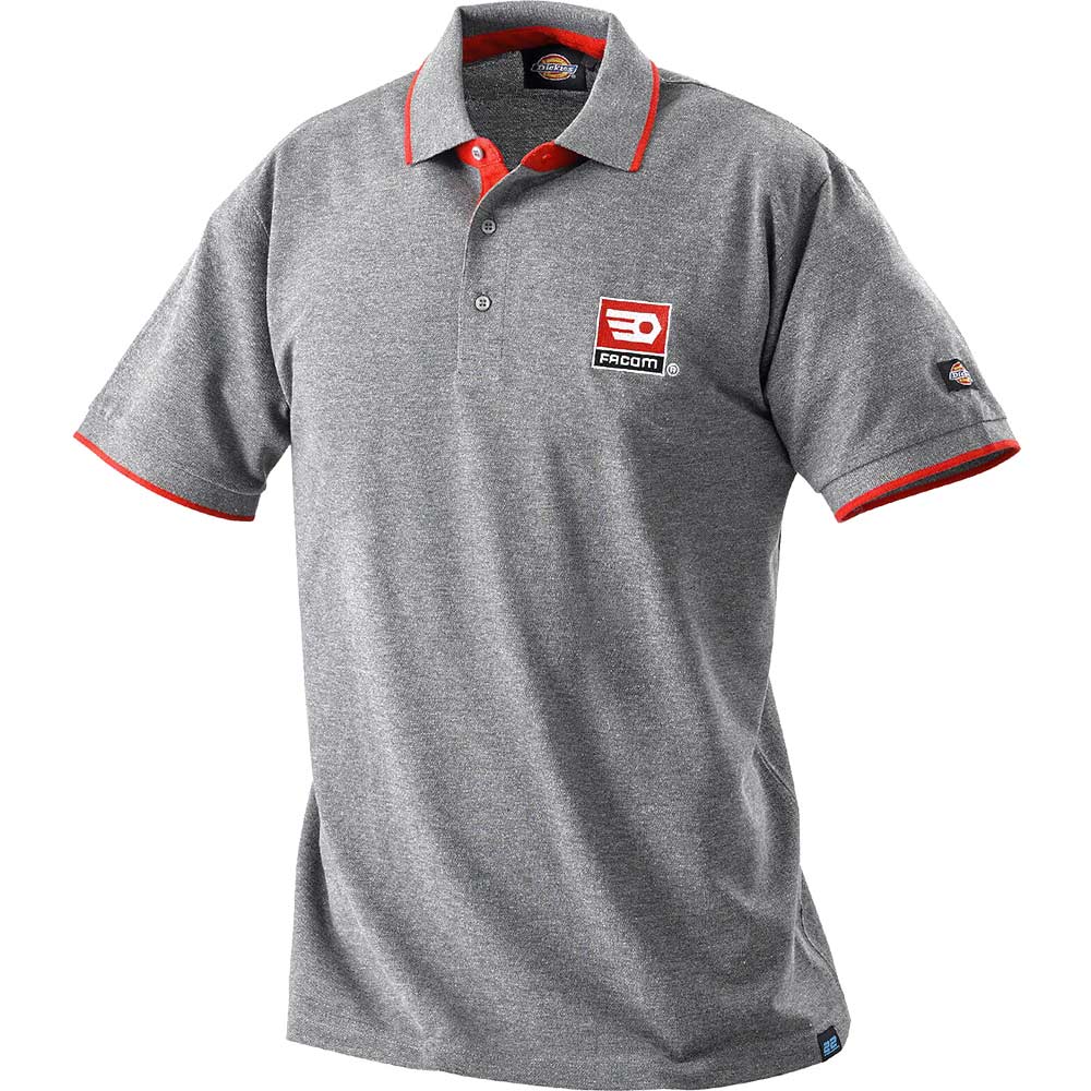 Photo of Facom Mens Short Sleeve Polo Shirt Grey / Red S