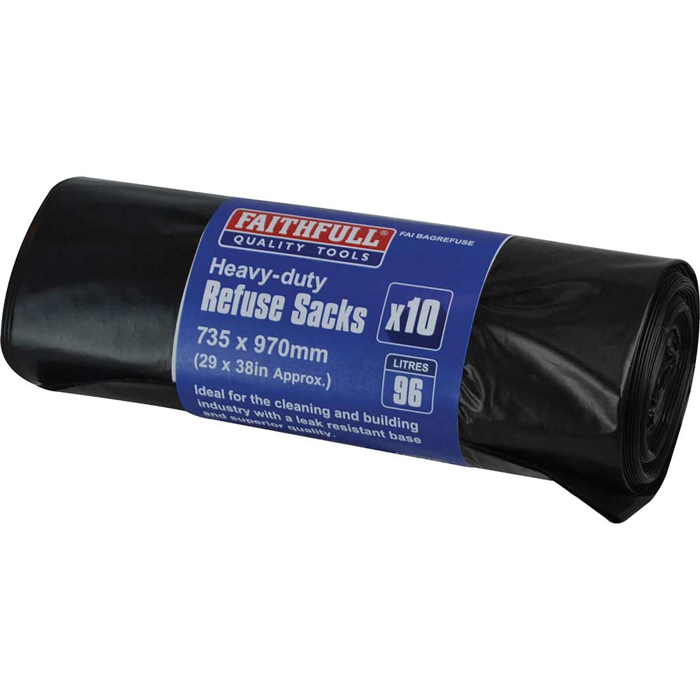 Photo of Faithfull Heavy-duty Black Refuse Sacks Pack Of 10