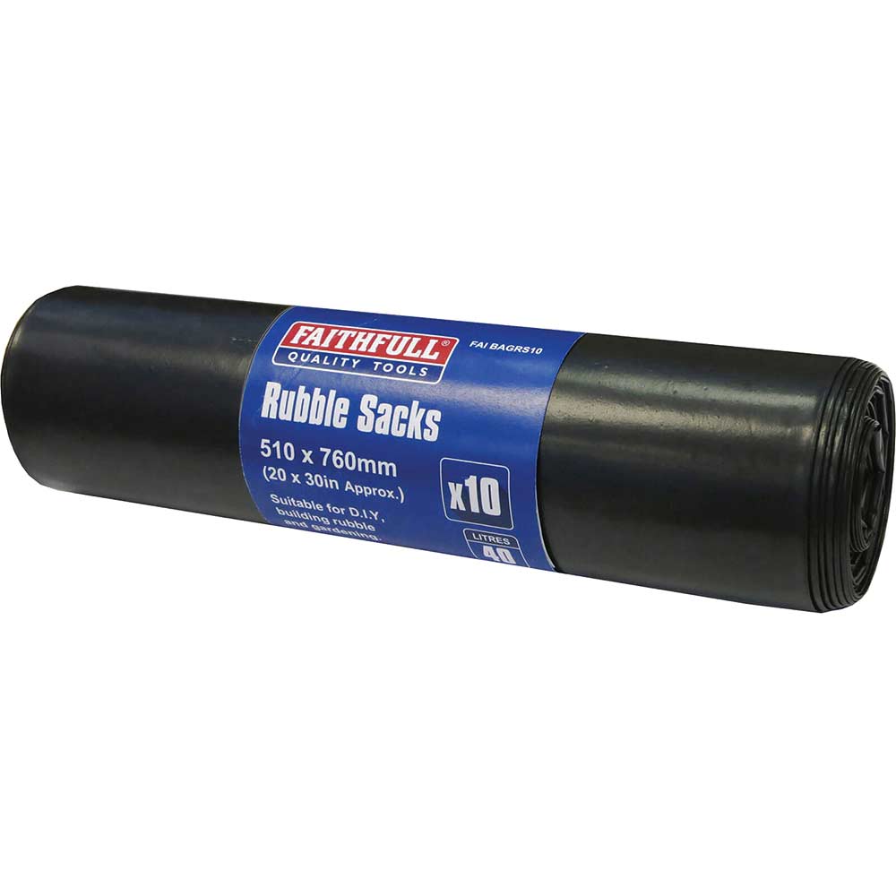 Image of Faithfull Black Rubble Sacks Pack of 10