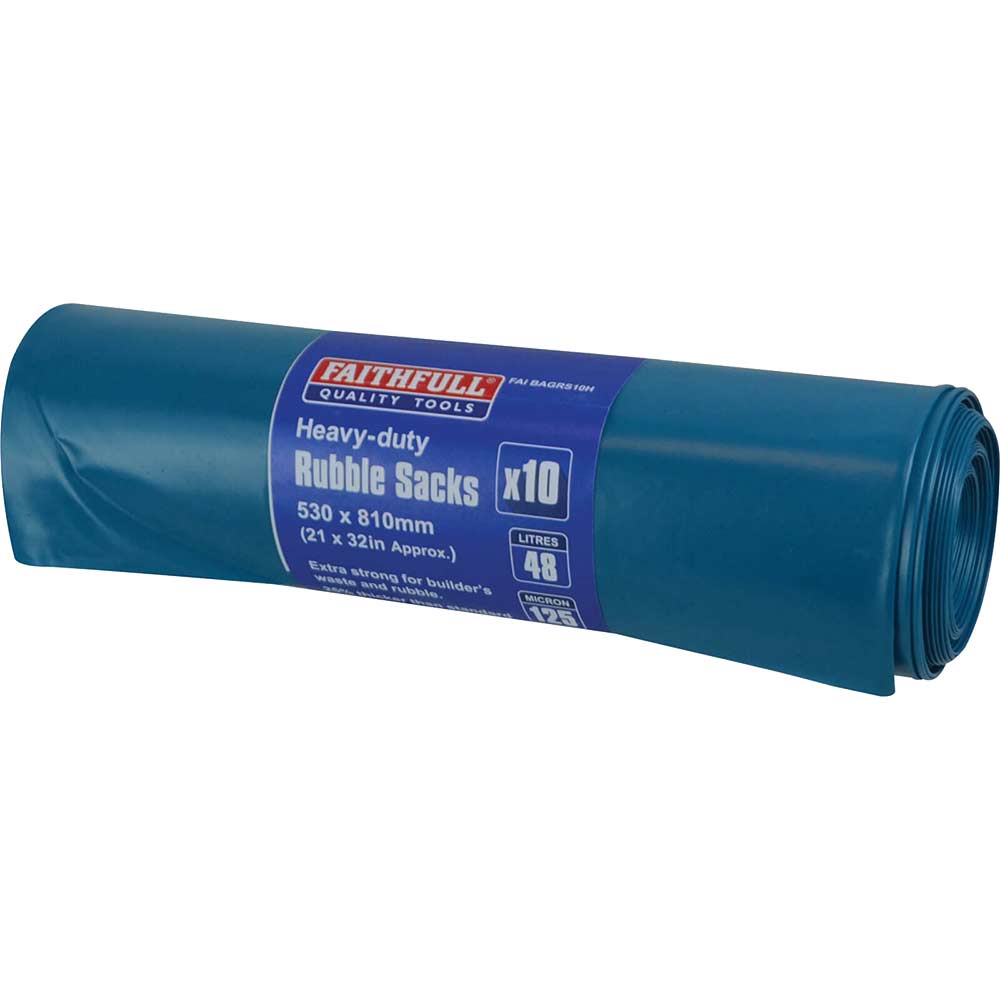 Image of Faithfull Blue Heavy-Duty Rubble Sacks Pack of 10