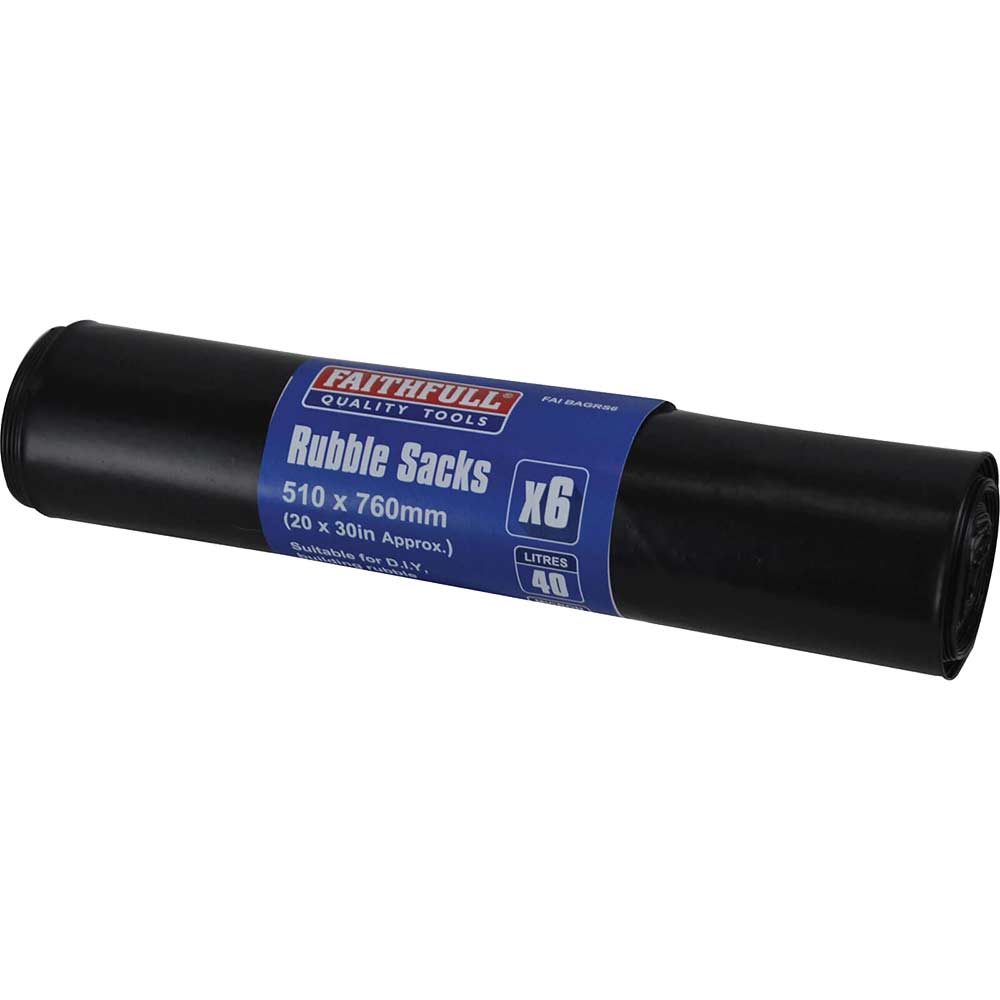 Photo of Faithfull Black Rubble Sacks Pack Of 6