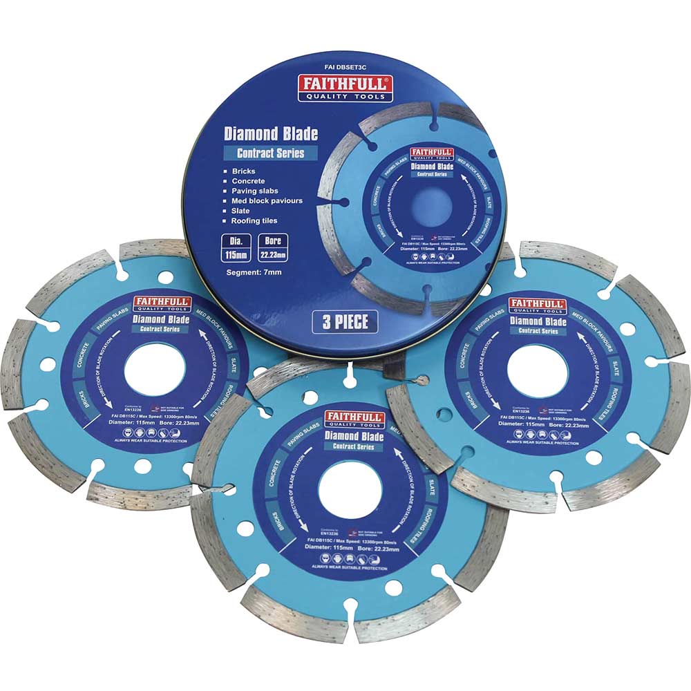 Image of Faithfull 3 Piece Contract Diamond Blade 115mm