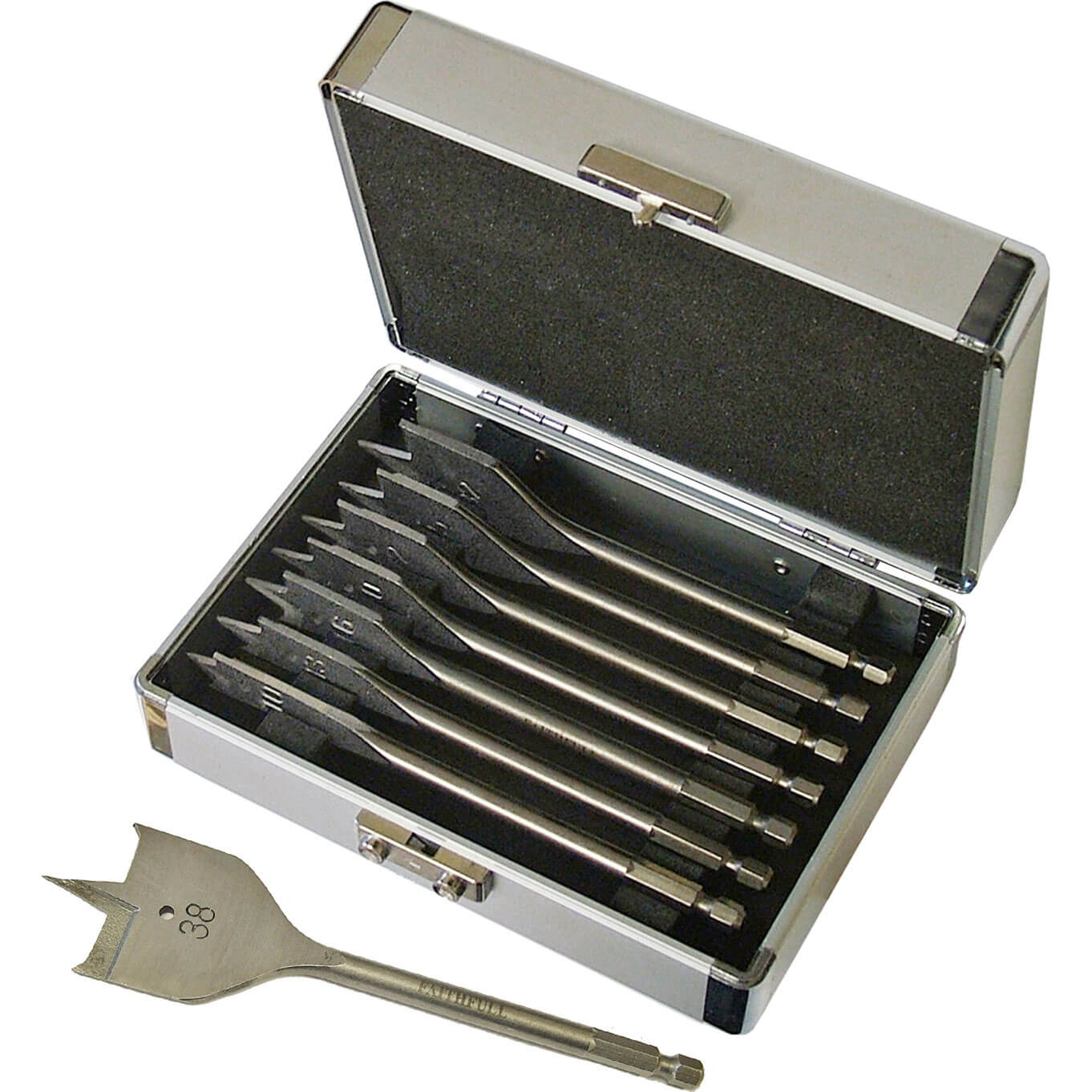Click to view product details and reviews for Faithfull 8 Piece Flat Wood Drill Bit Set.