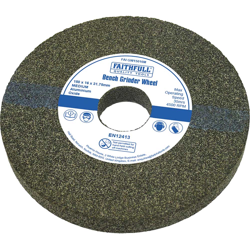 Image of Faithfull Aluminium Oxide Grinding Wheel 150mm 16mm Medium