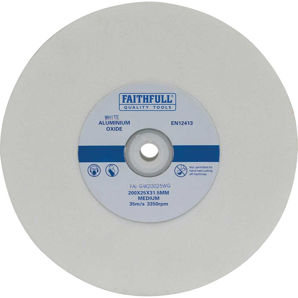 Photo of Faithfull General Purpose White Grinding Wheel 200mm 25mm Medium