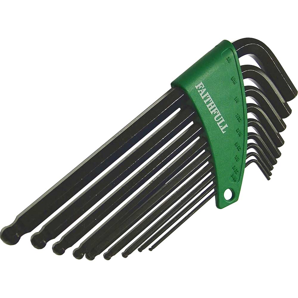 Photo of Faithfull 9 Piece Long Ball End Hexagon Allen Key Set Imperial