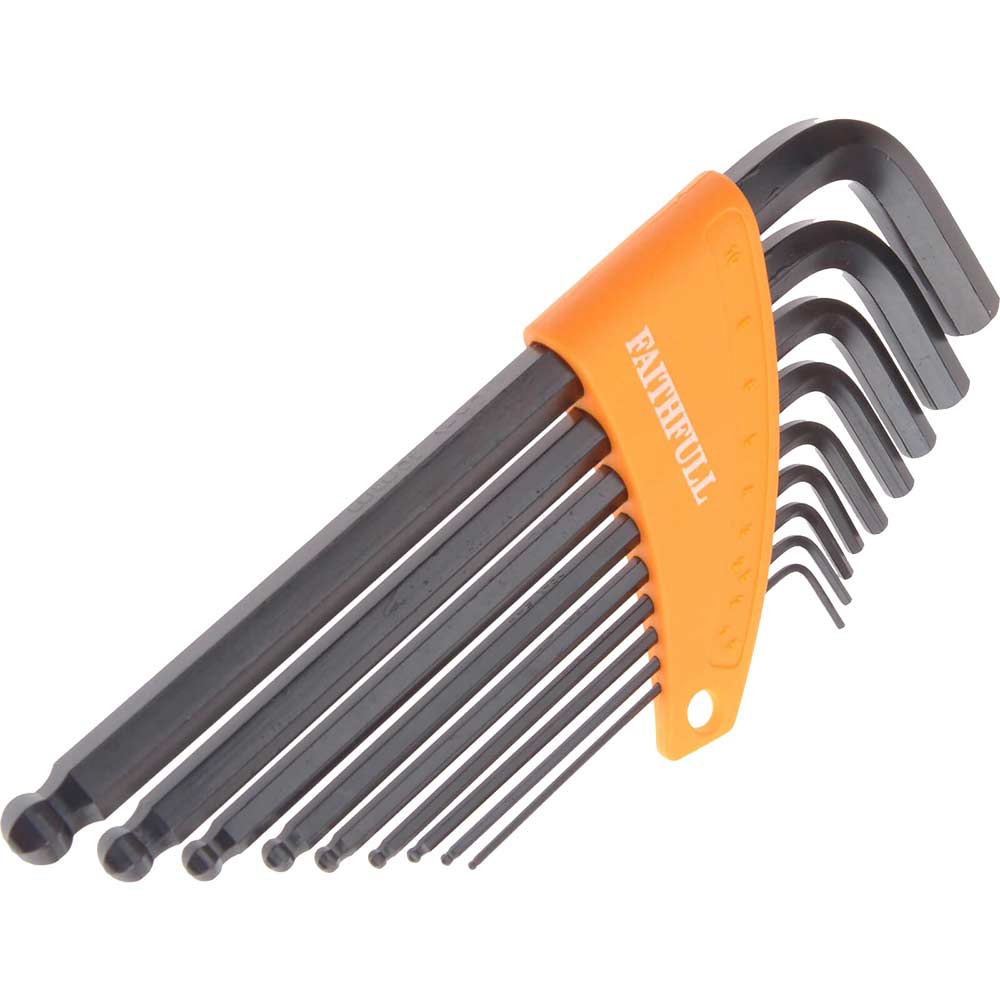 Photo of Faithfull 9 Piece Ball End Hexagon Allen Key Set Metric