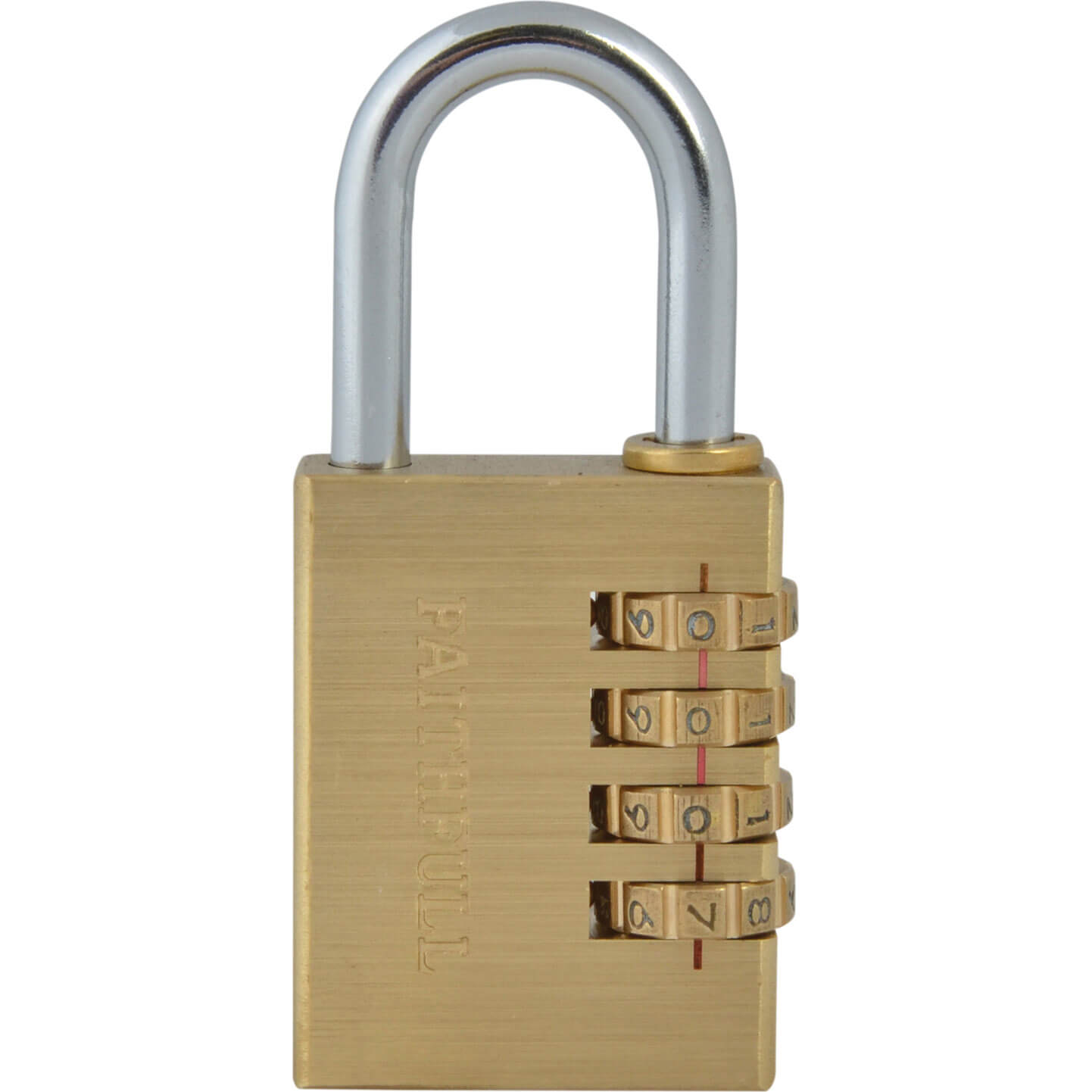 Click to view product details and reviews for Faithfull Brass Combination Padlock 38mm Standard.