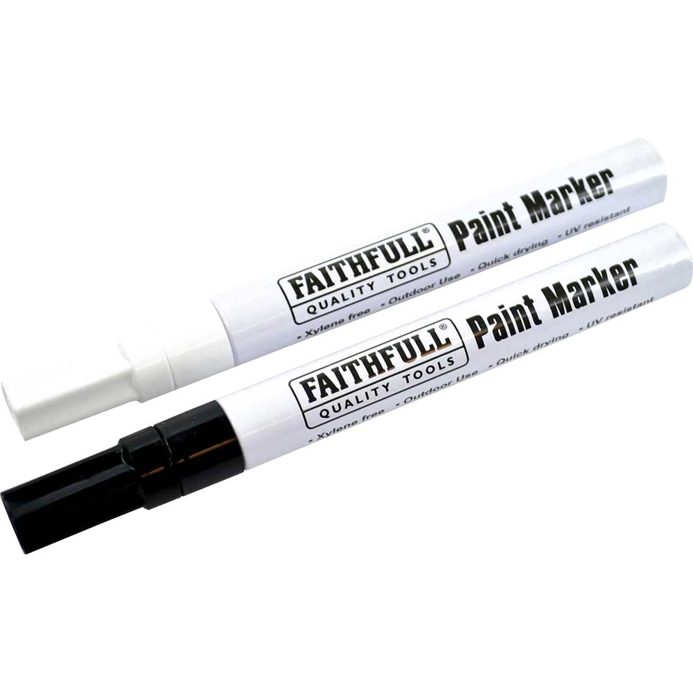 Image of Faithfull Paint Marker Pen Black / White Pack of 2