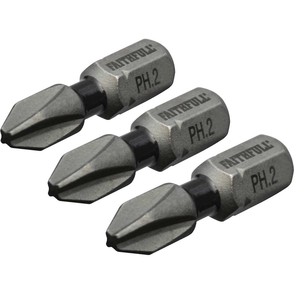 Photo of Faithfull Phillips Impact Screwdriver Bits Ph2 25mm Pack Of 3