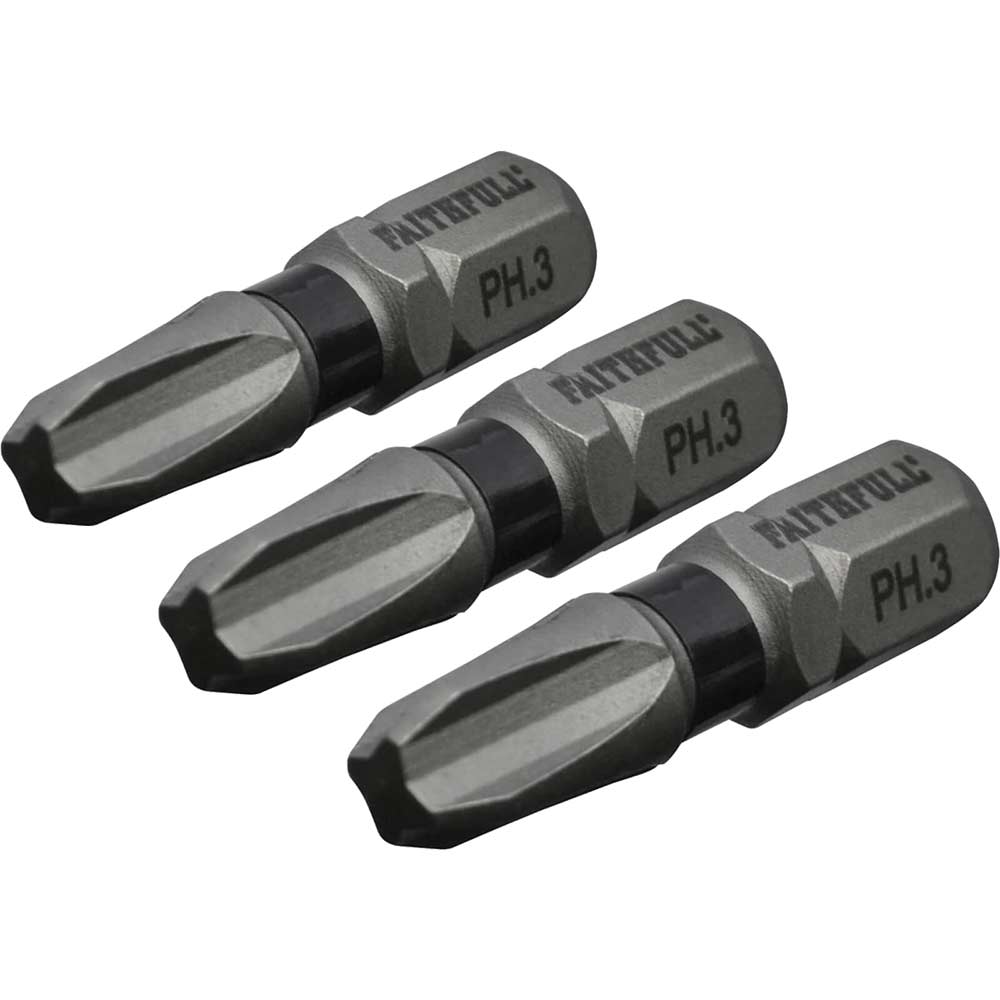Photo of Faithfull Phillips Impact Screwdriver Bits Ph3 25mm Pack Of 3