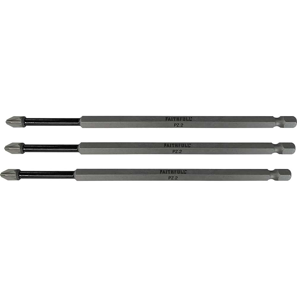 Photo of Faithfull Pozidriv Impact Screwdriver Bits Pz2 150mm Pack Of 3