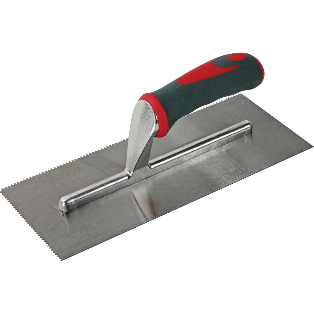 Photo of Faithfull V Notched Adhesive Trowel Soft Grip Handle 11