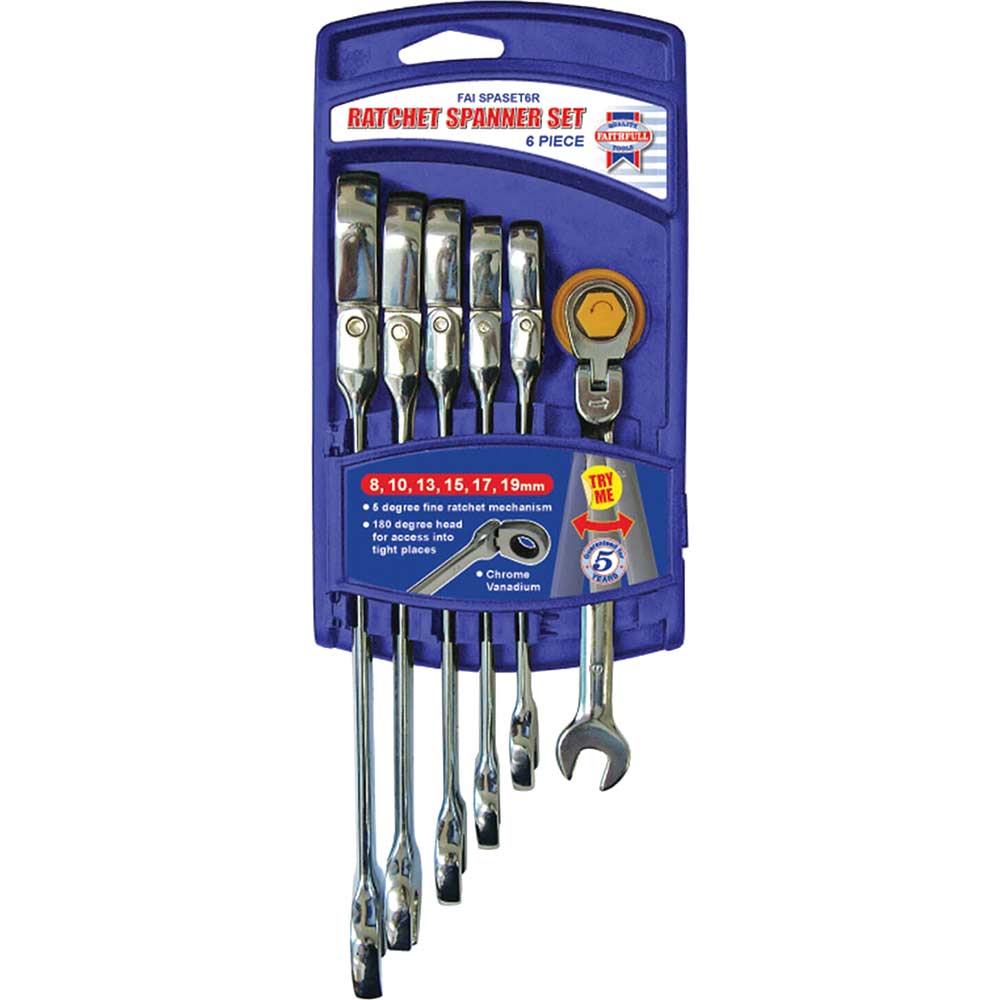 Photo of Faithfull 6 Piece Flexible Ratchet Combination Spanner Set