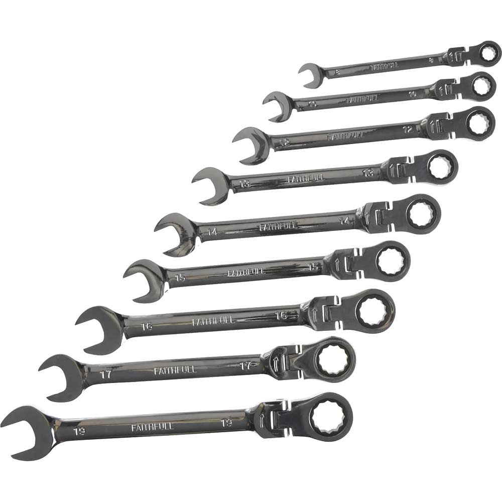Photo of Faithfull 9 Piece Flexible Ratchet Combination Spanner Set
