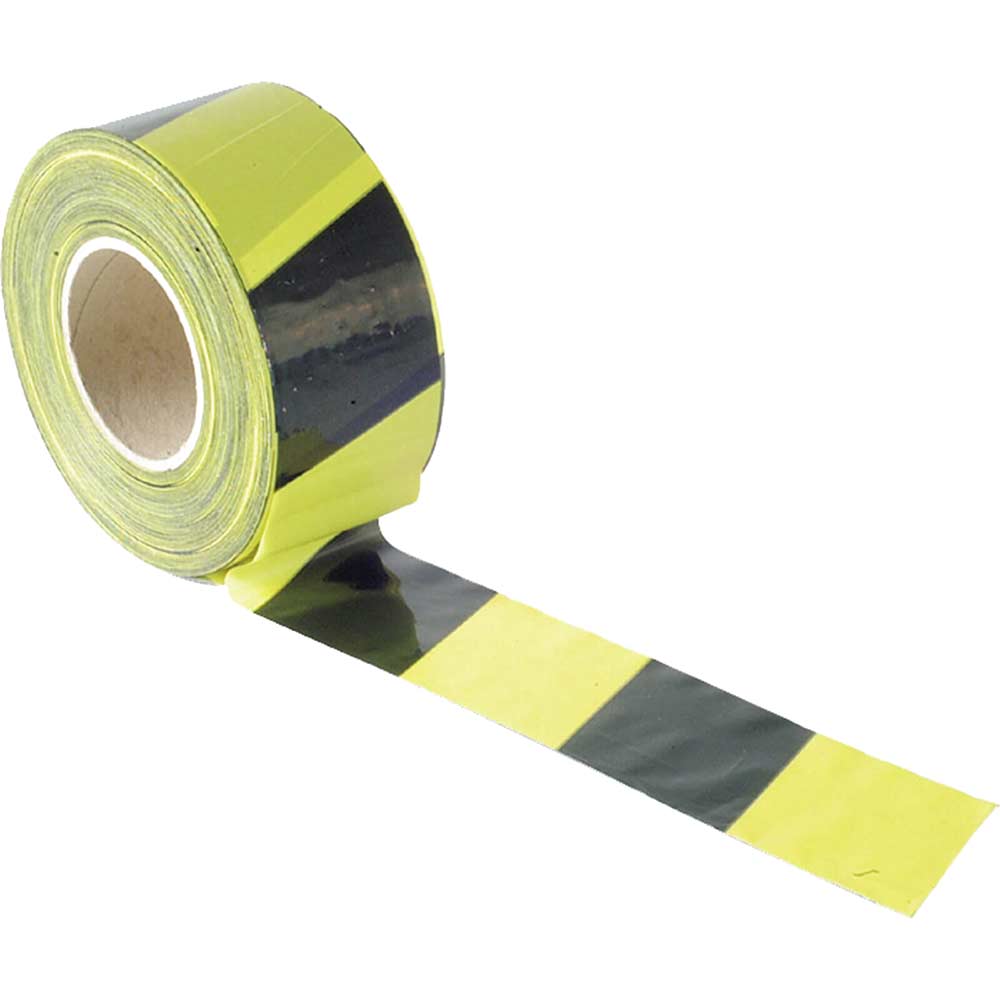 Photo of Sirius Adhesive Hazard Warning Tape Black / Yellow 50mm 33m