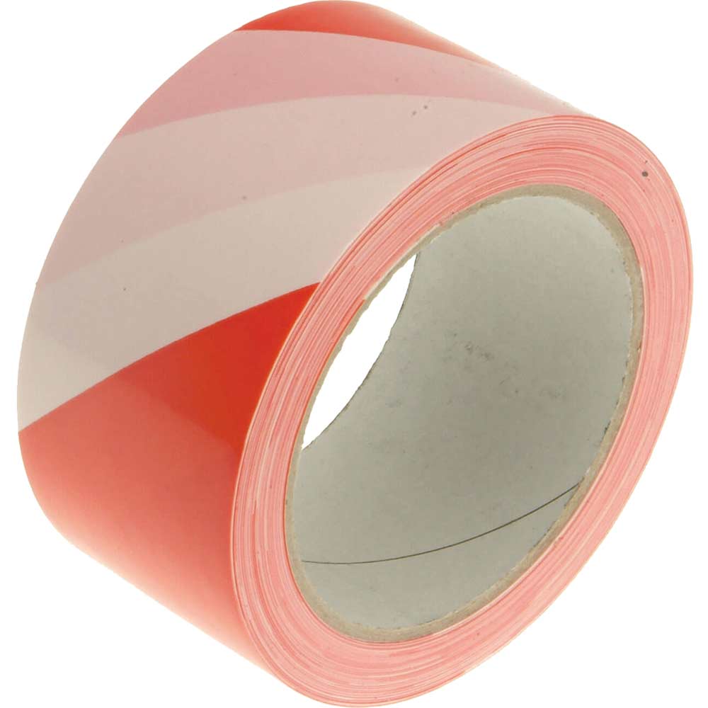 Image of Faithfull Hazard Warning Safety Tape Red / White 50mm 33m