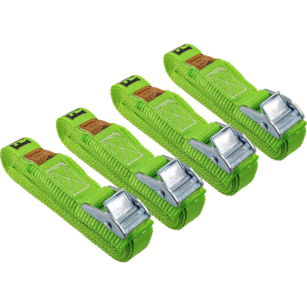 Photo of Faithfull 4 Piece Cam Tie Down Strap Set 25mm 5m 100kg