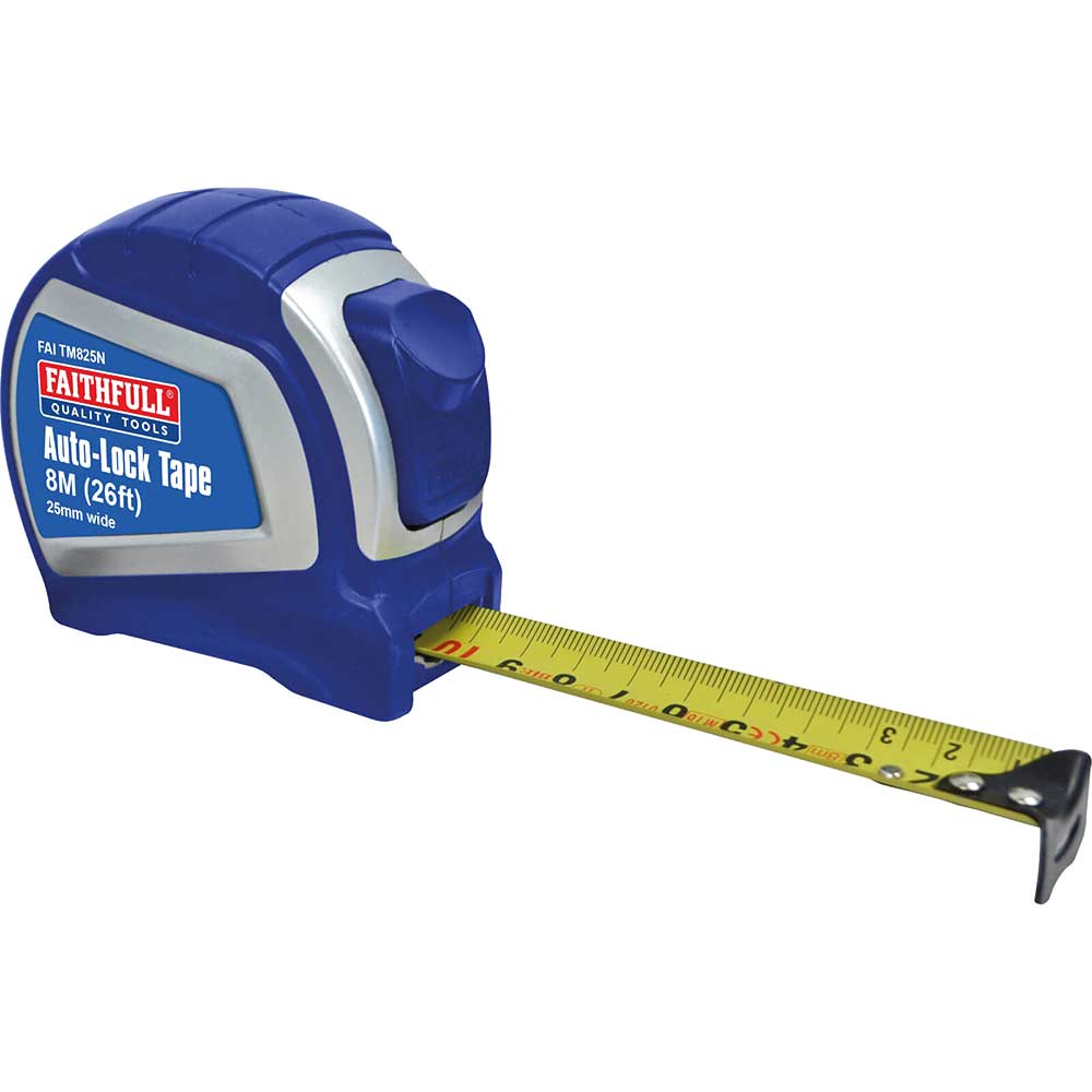 Photo of Faithfull Auto-lock Tape Measure Imperial & Metric 26ft / 8m 25mm