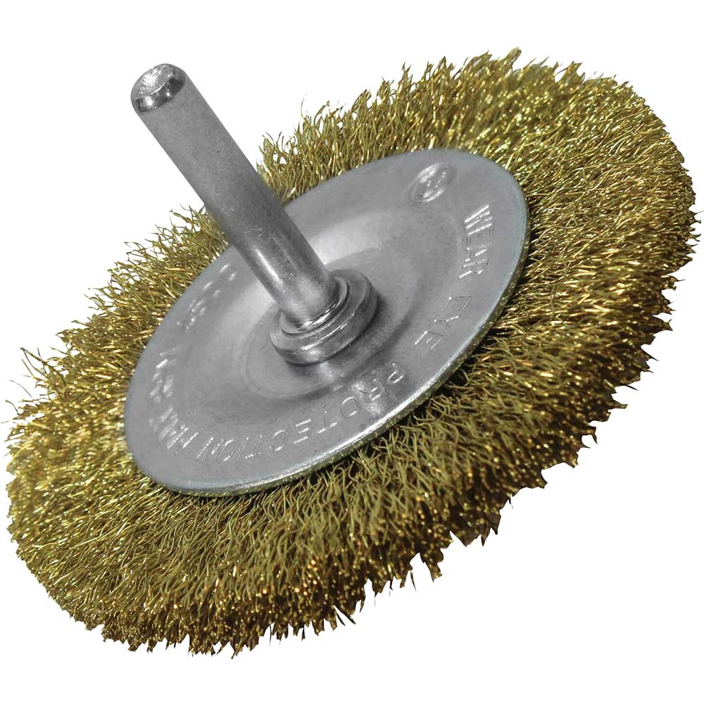 Image of Faithfull Brass Wire Wheel Brush 75mm 6mm Shank