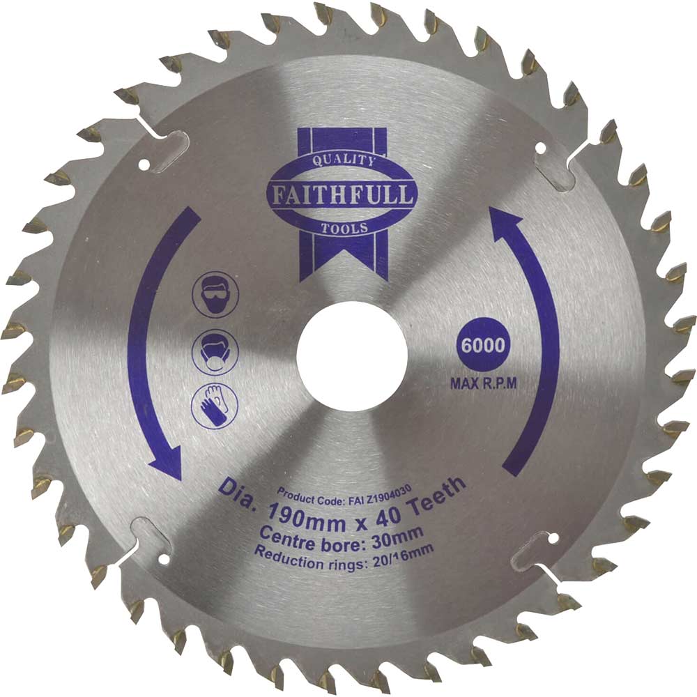Photo of Faithfull Wood Cutting Saw Blade 190mm 40t 30mm