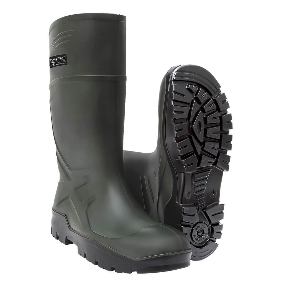 Portwest PU Non Safety Wellington Boots Green Size 10