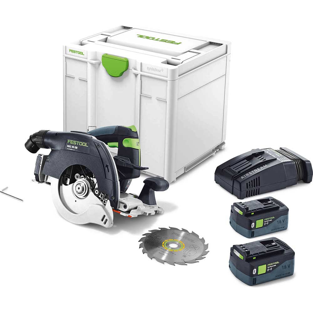 Image of Festool HKC55 Cordless Circular Saw 2 x 5.2ah Li-ion Charger Case