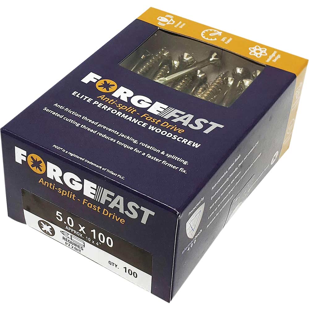 Photo of Forgefix Forgefast Pozi Wood Screw 5mm 100mm Pack Of 100