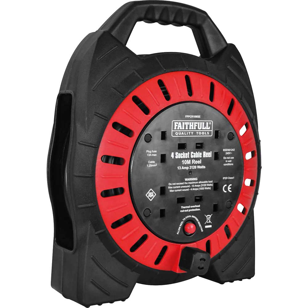 Image of Faithfull Power Plus Semi Enclosed Cable Reel 240v 13A 10m