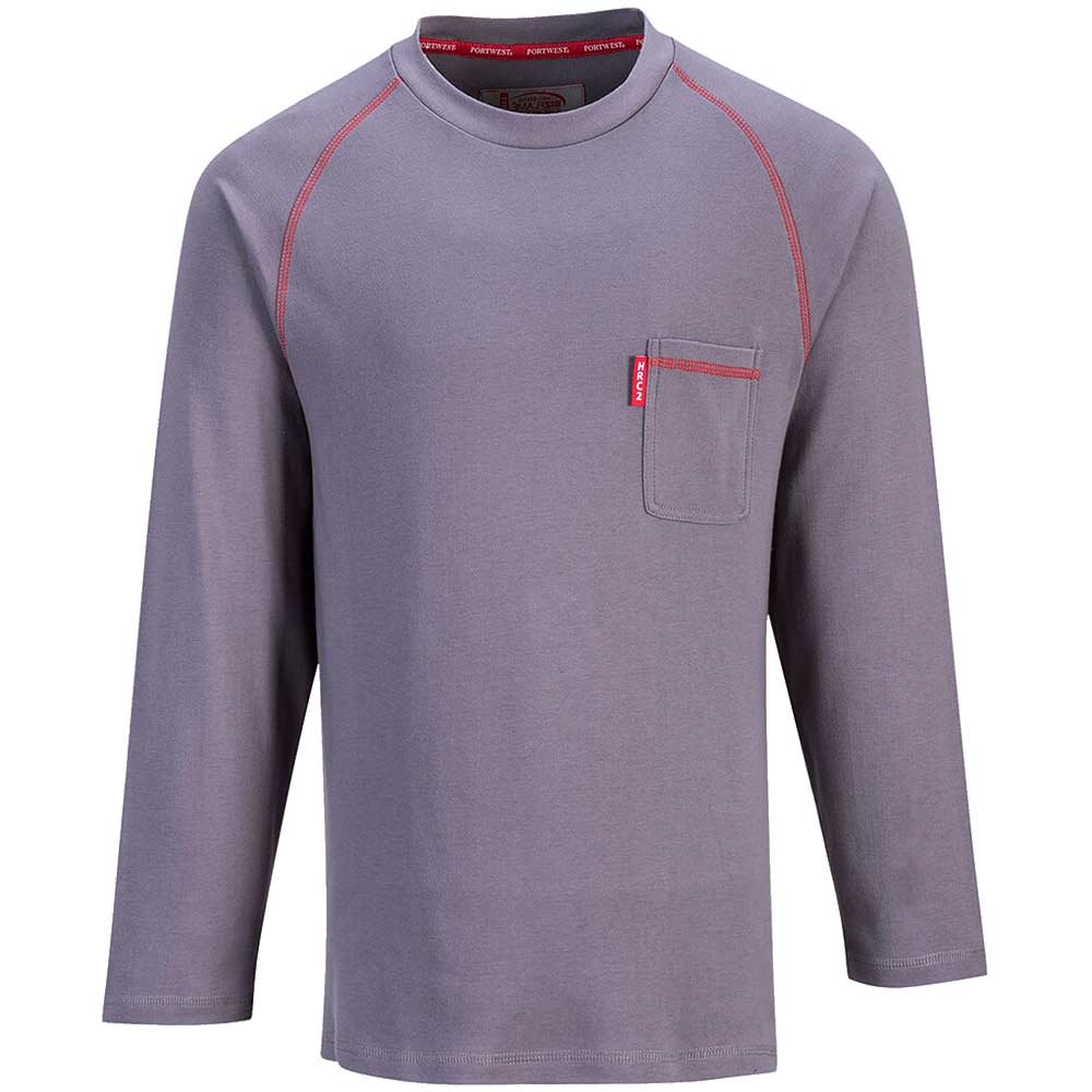 Photo of Biz Flame Mens Long Sleeve Flame Resistant T Shirt Grey 4xl