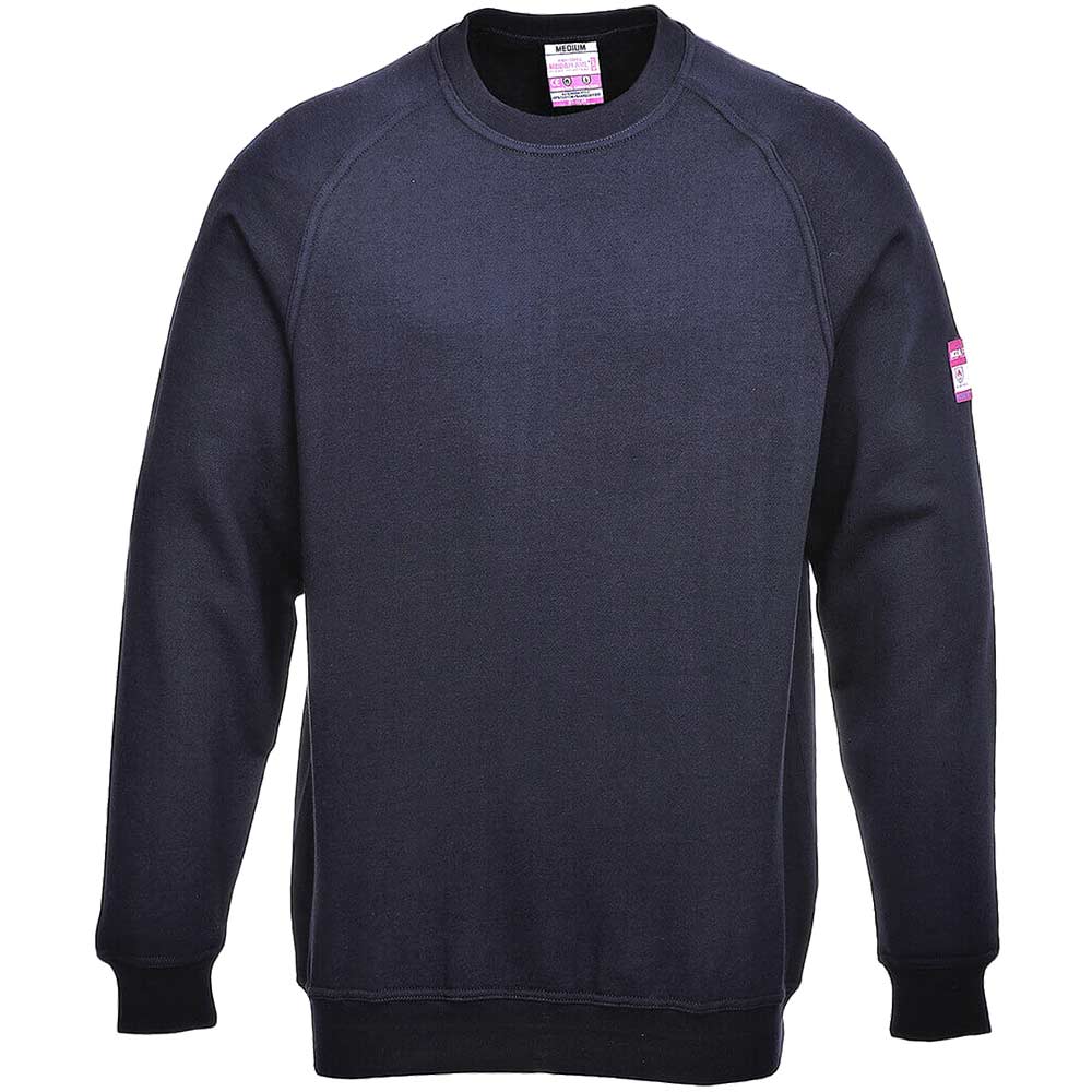 Image of Modaflame Mens Flame Resistant Antistatic Long Sleeve Sweatshirt Navy 4XL