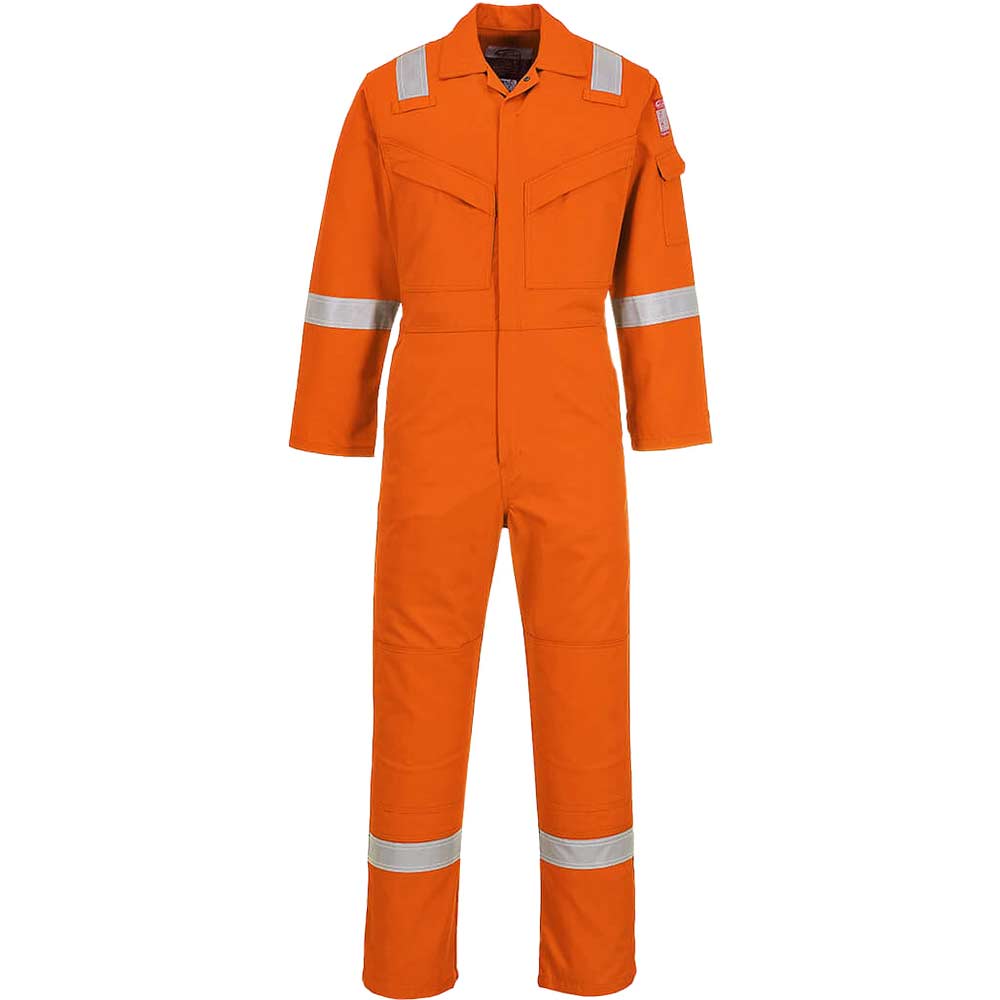 Photo of Biz Flame Mens Flame Resistant Super Lightweight Antistatic Coverall Orange Large 34