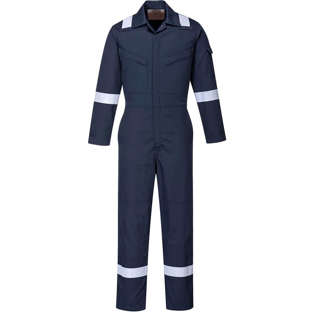 Image of Biz Flame Ladies Plus Anti Static Flame Resistant Overall Navy XS