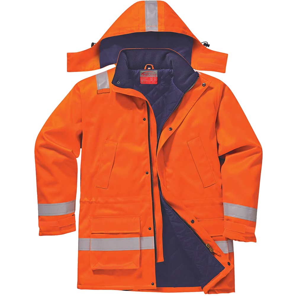 Photo of Biz Flame Mens Flame Resistant Antistatic Winter Jacket Orange M