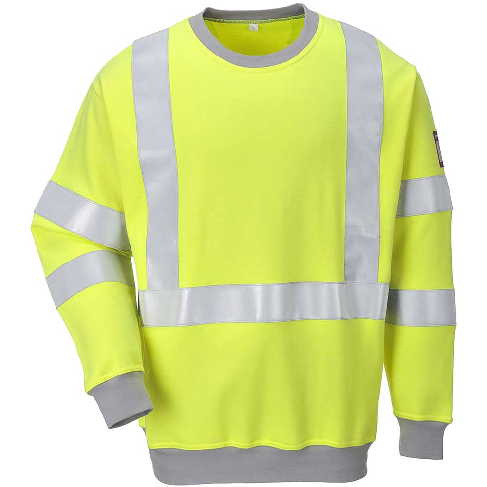 Image of Modaflame Mens Flame Resistant Hi Vis Sweatshirt Yellow 2XL