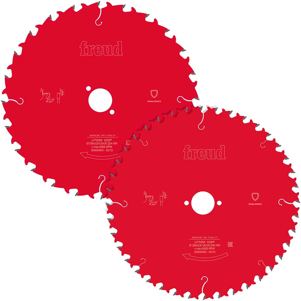 View Freud Pro 2 Piece 250mm Circular Saw Blade Set 250mm Assorted Teeth 30mm View Freud Pro 2 Piece 250mm Circular Saw Blade Set 250mm Assorted Teeth 30mm