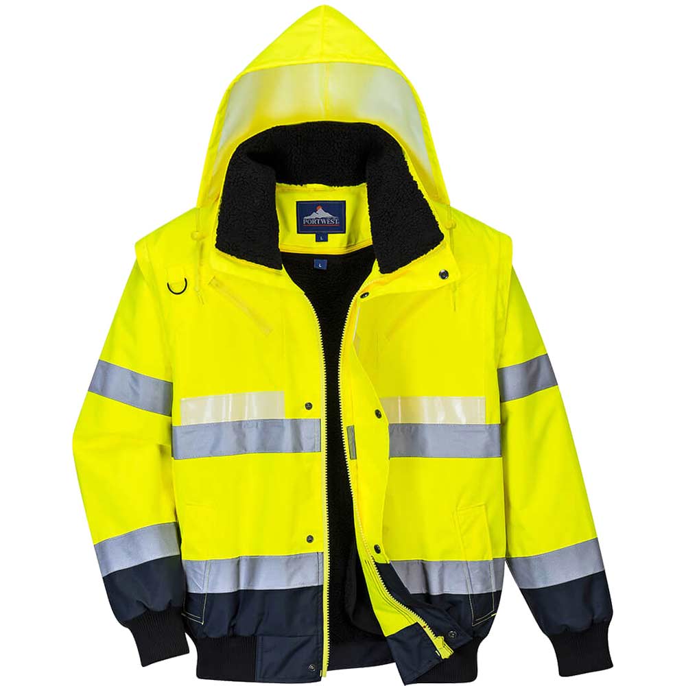 Photo of Glowtex 3 In 1 Hi Vis Bomber Jacket Yellow / Navy 2xl