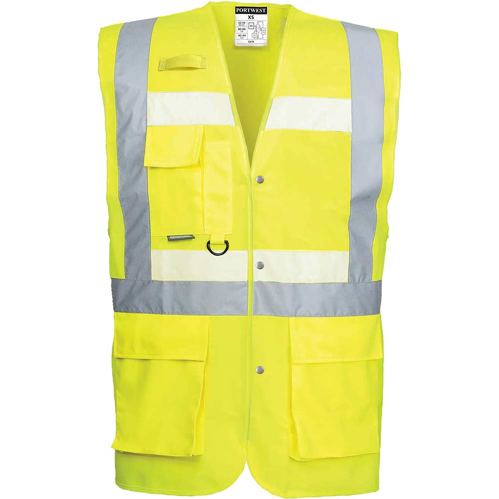 Image of Glowtex Stud Front Executive Hi Vis Waistcoat Yellow 4XL