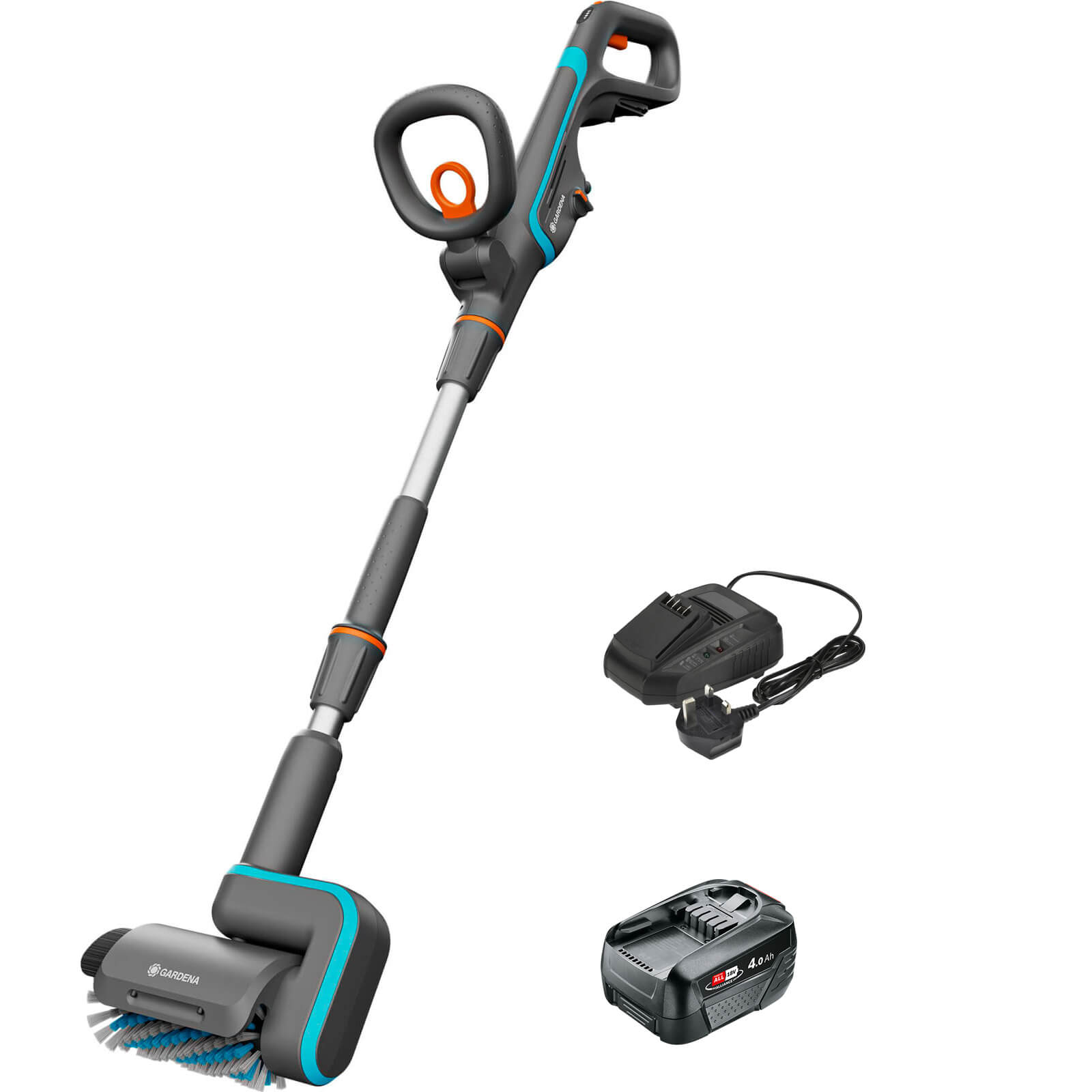 Gardena AQUABRUSH P4A 18v Cordless Patio and Surface Cleaner 1 x 4ah Li-ion Charger