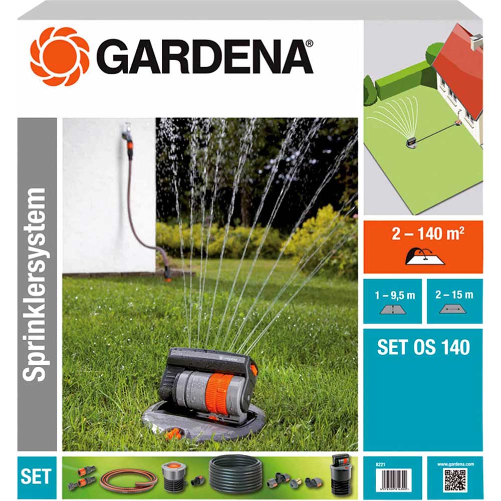 Gardena OS 140 SPRINKLERSYSTEM Oscillating Pop Up Garden Sprinkler Set