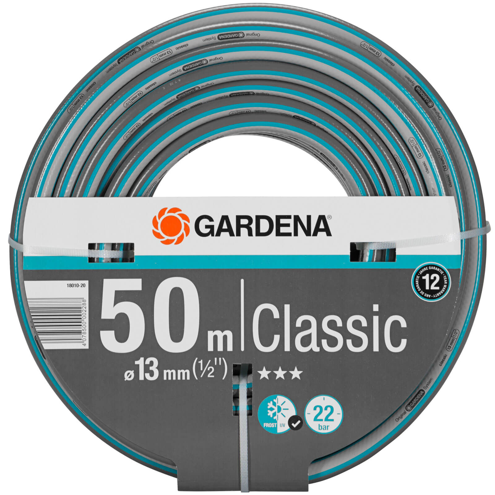 Gardena Classic Hose Pipe 1/2" / 12.5mm 50m Blue & Grey